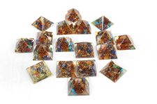 Jet Orgone Pyramid Mix Chakra Approx 20-25mm for Positive Energy Home Installation Office Balance Energy Gift Generator for Reduce Stress Reiki Chakra Healing Meditation Attract Luck (Set of 51)