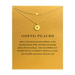 ZYAWP Layered Compass Pendant Necklace with Brave Inspirational Message Card Necklaces Friendship Sun Good Luck Adventure Mountain Pendant Chain Necklace for Women Girl Gift (Layered Compass g)