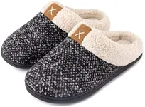 ULTRAIDEAS Ladies' Cozy Memory Foam Slippers Fuzzy Wool-Like Plush Fleece Lined House Shoes w/Indoor, Outdoor Anti-Skid Rubber Sole(Grey, 9-10 UK)