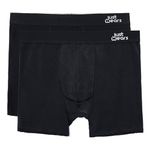 JustWears Boxer Briefs - Pack of 2 | Anti Chafing No Ride Up Organic Underwear for Men | Perfect for Everyday Wear or Sports like Walking, Cycling & Running | All Black | X-Large