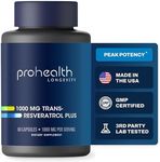 ProHealth Resveratrol 1000mg | Pure Trans-Resveratrol | Plus Quercetin, Red Wine & Green Tea Extract | Clinically Studied to Support Cellular Health, Memory, Healthy Aging | 60 Capsules