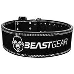 Beast Gear Weight Lifting Belt for Women & Men - 4" Wide Leather PowerBelt with Back and Core Support for Gym, Deadlifting, Strength Training, Squats and Powerlifting