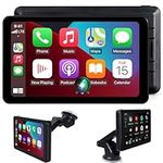 Wireless Apple CarPlay Android Auto Screen, Car Stereo 7" HD Touch Screen Portable Navigation Radio Vedio Player with Bluetooth WiFi, Live Navigation, Voice Control, Mirror Link