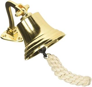 Hampton Nautical 3xglass-101 Brass Plated Hanging Ship's Bell 6" Nautical Home Decoration, 6 inch