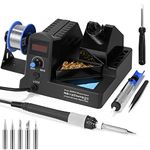 Soldering Station, Solder Iron Kit 100W Adjustable Temperature(180-480°C), Soldering Kit LED, Solder Iron Station with 5 Solder Tips, Desoldering Pump‌, Screwdriver