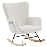 VECELO Rocking Chair, Modern Upholstered Teddy Fabric Nursery Glider with Padded Seat, High Backrest, Armchair and Pocket for Living Room Bedroom Balcony Offices