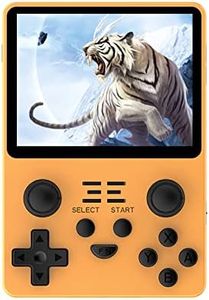Powkiddy RGB20S Handheld Retro Game Console with Built-in Games,3.5 Inch IPS Screen Game Player (128G 20000 Games Yellow)