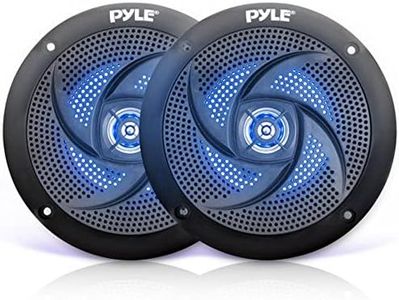 Pyle Low-Profile Waterproof Marine Speakers - 100W 4 Inch 2 Way 1 Pair Slim Style Waterproof Weather Resistant Outdoor Audio Stereo Sound System w/ Blue Illuminating LED Lights - Pyle (Black)