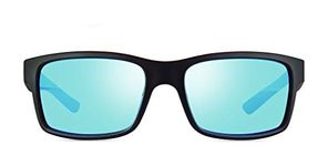 Revo Crawler XL: Polarized Filters UV, Performance Rectangle Wrap Sunglasses, Matte Black Frame with Blue Water Lens (RE 1071XL 01 BL)