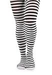 Jefferies Socks Little Girls' Striped Tights, Black/White, 8-10 Years