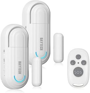 DAYTECH Door Alarm with Remote, 0-120dB Door Alarm Sensor When Opened Window Security Alert with 4 Working Modes for Kids Safety Home Security, 2 Sensors 1 Remote