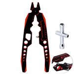 Hobbyfire RC Shocks Pliers Shock Shaft and Ball End Multi-Function Pliers and Small 4-Way Cross Wrench for 1/8 1/10 Scale RC Cars Crawlers Monster Trucks Buggies (Black-Red)