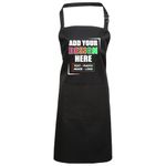 Personalised Aprons – Add Any Text, Image, or Logo – Ideal for Cooking in Kitchen, BBQs, and Art – Available for Men and Women in Multiple Colors with Large Pocket – Durable Polyester (Black)