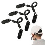 3Pcs Hat Clip Fishing Caps Retainer, Black PVC Safety Wind Anti-Loss Elastic Cord Clips Hat Strap Dual-end Spring Clips for Golfing Fishing Boating Sailing Climbing Apparel Holder Lanyard Coiled Cord