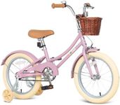 Bixike Retro Design Girls Bike 14 16 18 Inch Cruiser Bicycle with Basket & Training Wheels for 3-13 Years Old Kids, 20 24 26 Inch with Kickstand for Youth Over 6 Years Old, Multiple Colors