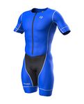 Zimco Triathlon Tri Suit - Men's Classic Short Sleeve Skinsuit Trisuit Racesuit Triathlon Aero Suit Swim Bike Run (Blue, XL)