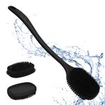 Back Scrubber for Shower, New Updated, Reversible Body Scrub Brush, Long Handle, Comes with Soft Silicone Bristles and Stiff Nylon Bristles for Shower Scrubbing and Massage