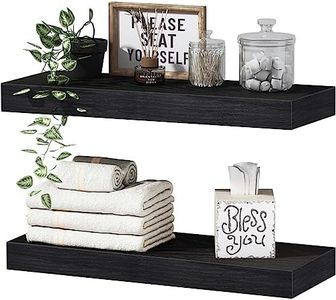 QEEIG Bathroom Shelves Wall Shelf Over Toilet Small 16 inch Set of 2, Black (008-40B)