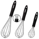 Anaeat Balloon Whisk Set of 3, Milk and Egg Beater Blender with Thick Stainless Steel Wire ＆ Strong Handles, Heat Resistant Kitchen Whisks for Whisking, Cooking, Baking, Beating, Frothing & Stirring