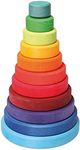 Grimm's Large Wooden Conical Stacking Tower 11-Piece Rainbow Colored Stacker Made in Germany