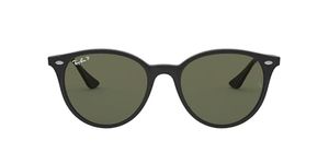 Ray-Ban RB4305 Round Sunglasses, Black/Polarized Green, 53 mm