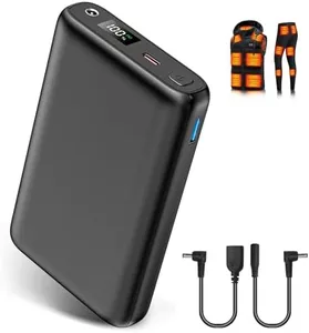 YMTHE 5V/7.4V 30000mAh Heated Vest Battery Pack, Portable Power Bank with USB/DC Port LED Display, Battery Charger for Heated Vest, Jacket, Pants