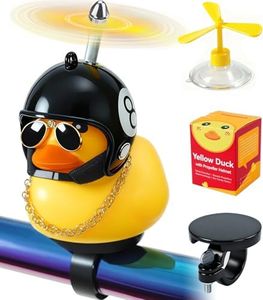 EMPATHECH Rubber Duck Bike Decorations [New Stable Clamp Mount] Cute Squeak Duck Bike Bell [Two Helmet Propeller] Funny Bike Accessories e Scooter Accessories Motorcycle Accessories Cycling Gifts