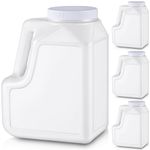 Suzile 4 Pcs 1.25 Gallon White HDPE Plastic Gallon Jar with Handle and Airtight Lid Square Empty Storage Containers and Jugs Wide Mouth Gallon Jugs for Home Restaurant Residential Commercial Use