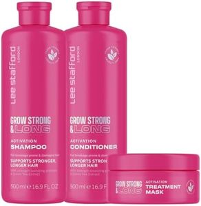 Lee Stafford Grow Strong & Long Kit | Activation Hair Regrowth Bundle Set - Anti Hair Loss Shampoo, Conditioner, & Deep Conditioning Treament Mask