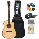 Vault DA60CE 41-Inch Solid Spruce Top Electro-Acoustic Guitar with Dual EQ Pickup and Armrest with Gig-Bag, Polishing Cloth, Strap, Picks & E-Book - Natural
