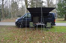 WILD EARTH SQUARE BLACK Sun Canopy Awning for Camper Vans, Van Conversions, Motorhomes or Caravans 240cm x 240cm