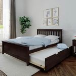 Max & Lily Full Bed, Wood Bed Frame with Headboard For Kids with Trundle, Slatted, Espresso