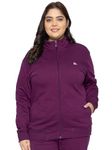 YHA Women's Regular Fit Zipper Plus Size Jackets, Fleece, Dark Purple