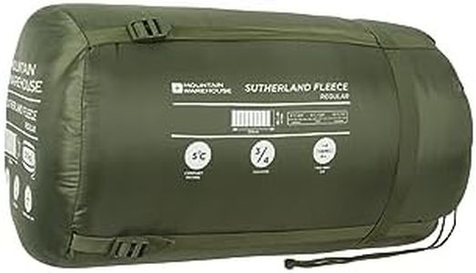 Mountain Warehouse Sutherland Sleeping Bag - 3/4 Season, Warm & Cosy, Fleece Lined Sleep Essential - For Spring Summer, Fishing, Camping, Hiking Khaki