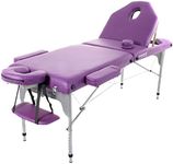 QUIRUMED Aluminium Folding Massage Table, 186 x 66 cm, Upholstery 14 cm, Leatherette, Colour Purple, Height adjustable, Foldable backrest, Lightweight, Up to 150 kg