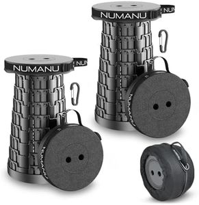 NUMANU 2-Pack 2025 Upgraded Collapsible Stool & Dual Carry Bag + Clips, Max 620lb Portable Folding Stool, Height Adjustable Retractable Telescopic Seat, Travel Chair, Foldable Camping Seat or Footrest