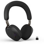 Jabra Evolve3 75 On-Ear Wireless Bluetooth Headset with Microphone for Work, USB-C, AI Voice Call Technology, Advanced Active Noise Cancellation, 22-Hour Battery, Microsoft Teams Certified, Black