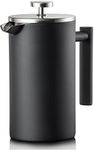 Coffee Culture Double Wall Stainless French Press/Plunger, 800 ml Capacity, Matte Black