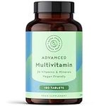 Multivitamins & Minerals - 180 Vegan Multivitamin Tablets for Men and Women - 26 Essential Active Vitamins & Minerals with Vitamin D, B12, VIT C, Magnesium and Zinc - Made in The UK - Alpha Foods