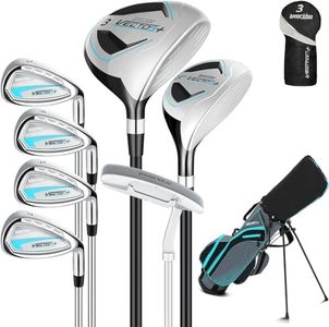 XDriveMax 8 Pieces Complete Unisex Golf Club Set Right/Left Hand for Men Women Includes Stand Bag with Rain Hood, 3# Fairway Wood with Head Covers, 5# Hybrid, 5#, 7#, 9# S# Irons and Putter