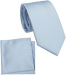 ZENXUS Regular Tie and Pocket Square for Men, Solid Color Necktie Set, 3.2 inch Standard Width, 10 Dusty Blue, Regular