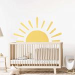 Large Half Sun Wall Decal - Children's Baby Boys Girls Nursery Decor, Kids Room Wall Art, Removable Sunburst Wall Stickers (Sun Wall Decor)