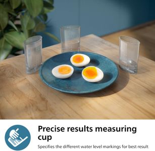 Philips Egg Cooker 3000 Series – Family Size, 6 Eggs, Poached Tray, Easy Clean