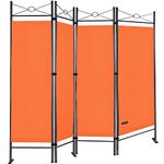 CASARIA® Lucca Folding Room Divider Partition Screen 180 x 163cm | Freestanding Flexible 4 Panel Privacy Wall | Foldable Stable Bedroom Office | Orange