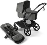 Bugaboo Kangaroo All-Terrain Single-to-Double Tandem Stroller for Infant and Toddler, for Up to Three Kids, XL Wheels, One-Hand Operation, Large Bassinet, XL Underseat Storage (Moon Grey)