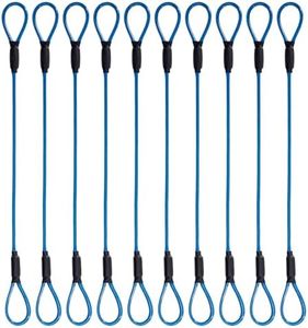 3.3mm Steel Wire Rope Outdoor Travel Security Cable Lock,Braided Steel Coated Safety Cable Luggage Lock,Safety Cable Wire Rope Chain Lock Double Loop Lightweight (Blue, 12in/10Pcs)