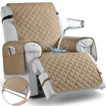 TAOCOCO Non-Slip Recliner Chair Cover Sofa Slipcover, Pet Cover for Small Recliner Chair with Elastic Straps, Washable Reclining Chair Cover Recliner Furniture Protector (23'' Small, Camel)