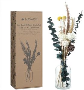 Navaris Set Difusor de Aromas - Ambientador para Aceites Esenciales con Jarrón de Cristal y Variedad de Varillas - Ambientadores para Casa Baño Oficina Habitacion y Aromaterapia