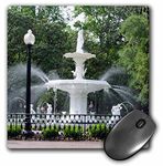 3dRose mp_189496_1 8" x 8" Savannah Georgia Famous White Fountain in Forsyth Park in Downtown. Mouse Pad