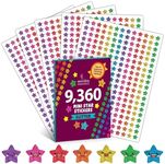 Decorably Mini Star Rewards Stickers for Kids - 9,360 Small Star Stickers for Kids Reward, 40 Sticker Sheets of Tiny Star Stickers Small, Mini Star Stickers, Shiny Star Stickers Bulk Star Stickers